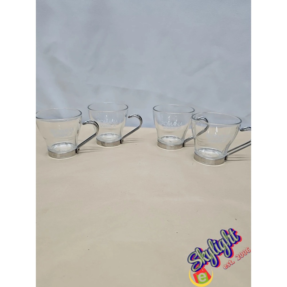 Bormioli‎ Rocco Italy Set of 4 Verdi Espresso Glass Cups Romana Vitrosax Sambuca